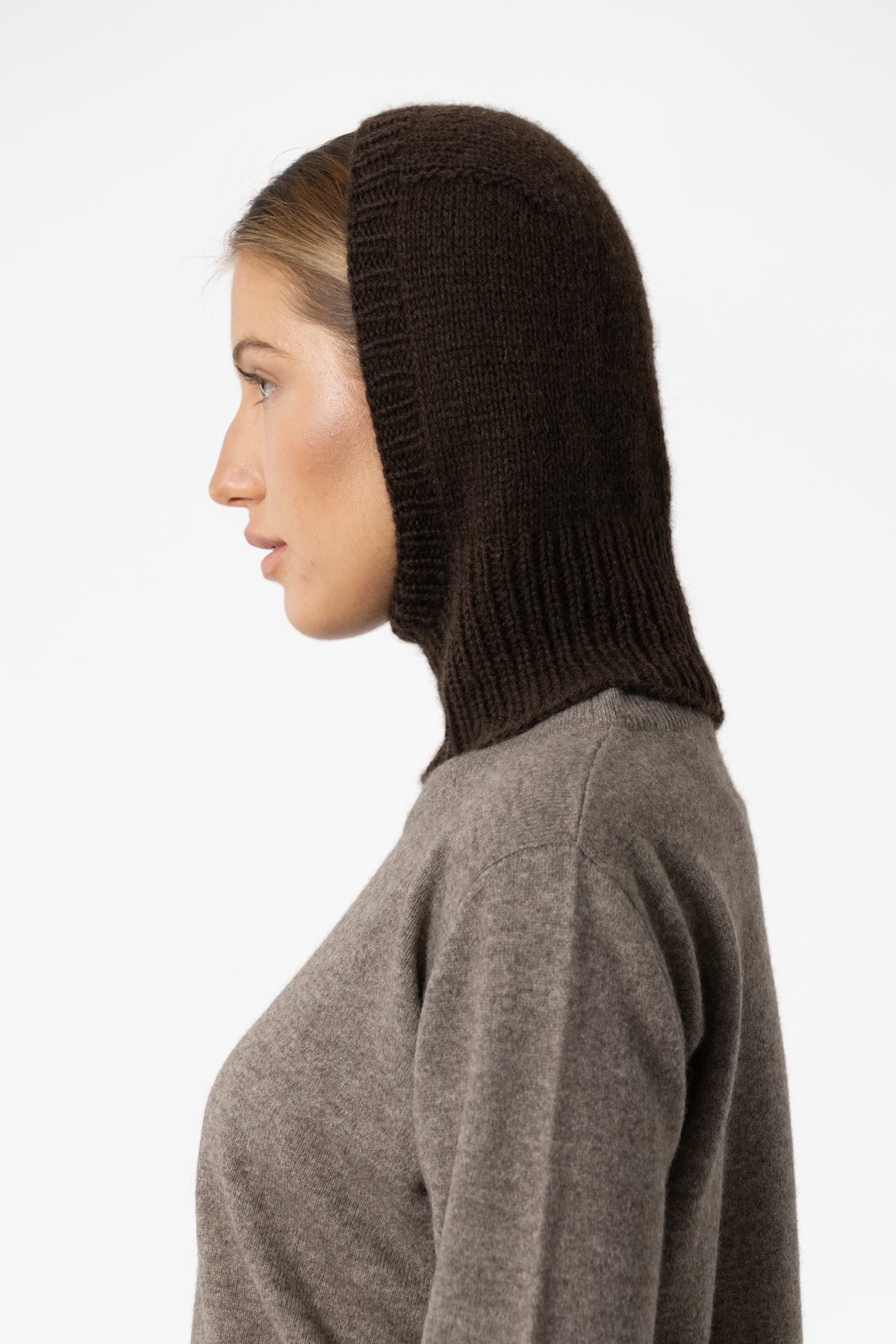 YAK Handknit Balaclava - Dark Brown