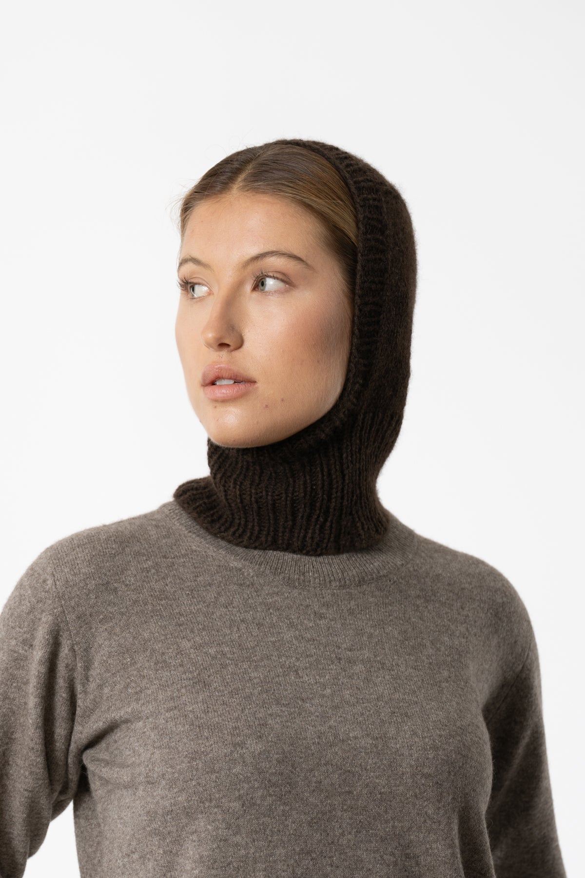 YAK Handknit Balaclava - Dark Brown