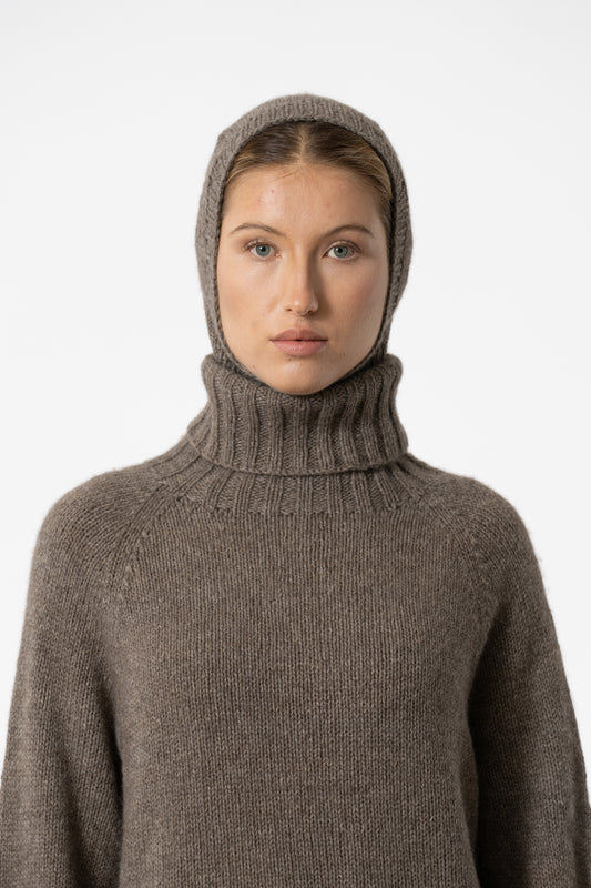 YAK Handknit Balaclava - Oat Brown