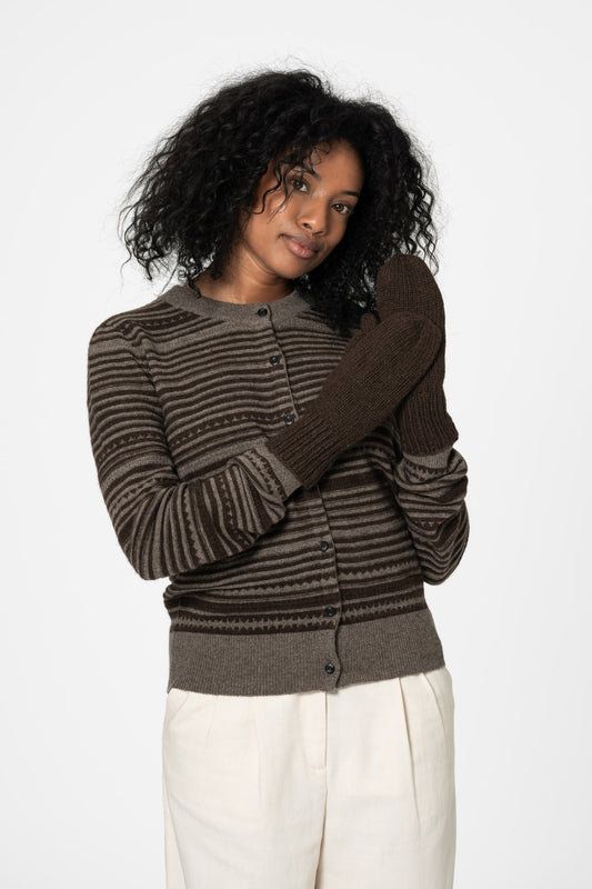 YAK Handknit Mittens - Dark Brown