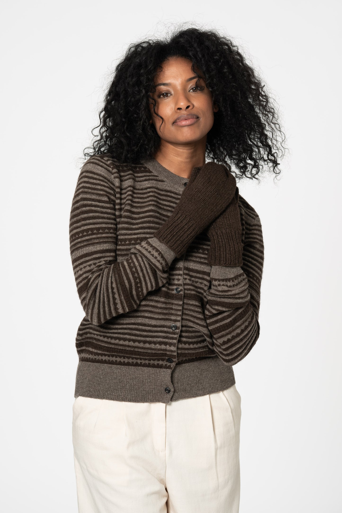 YAK Handknit Mittens - Dark Brown