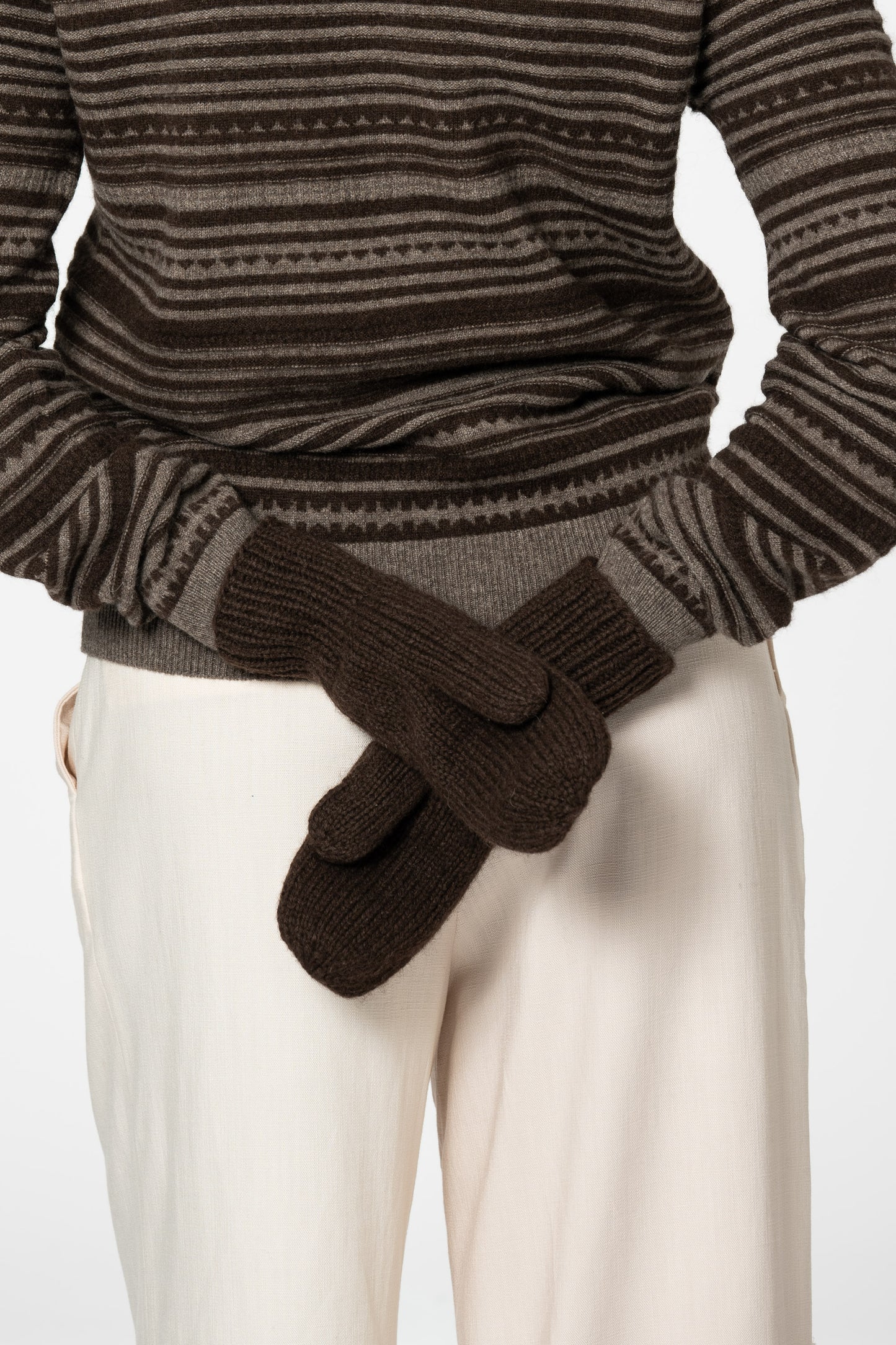 YAK Handknit Mittens - Dark Brown