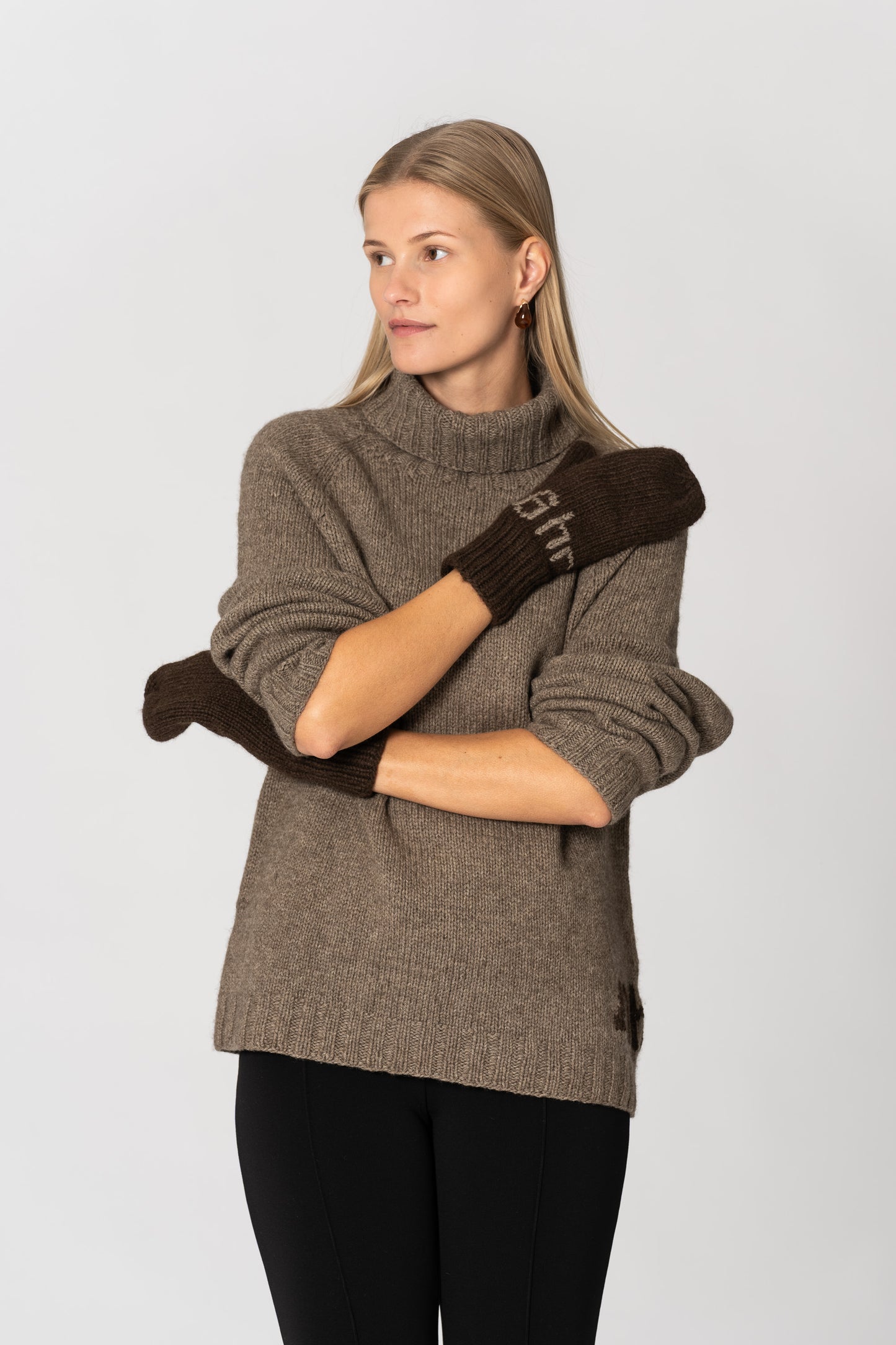YAK Handknit Mittens - Dark Brown