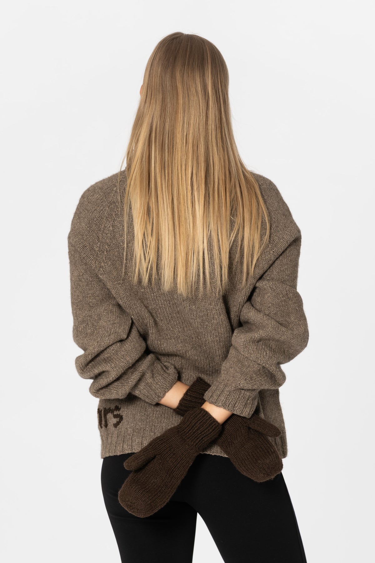 YAK Handknit Mittens - Dark Brown