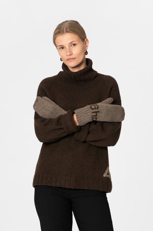 YAK Handknit Mittens - Oat Brown