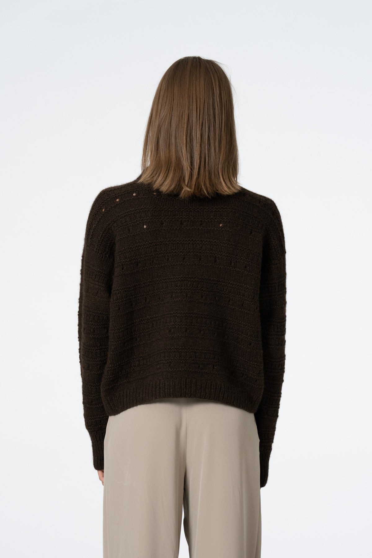 YAK Handknit Structure Sweater - Dark Brown