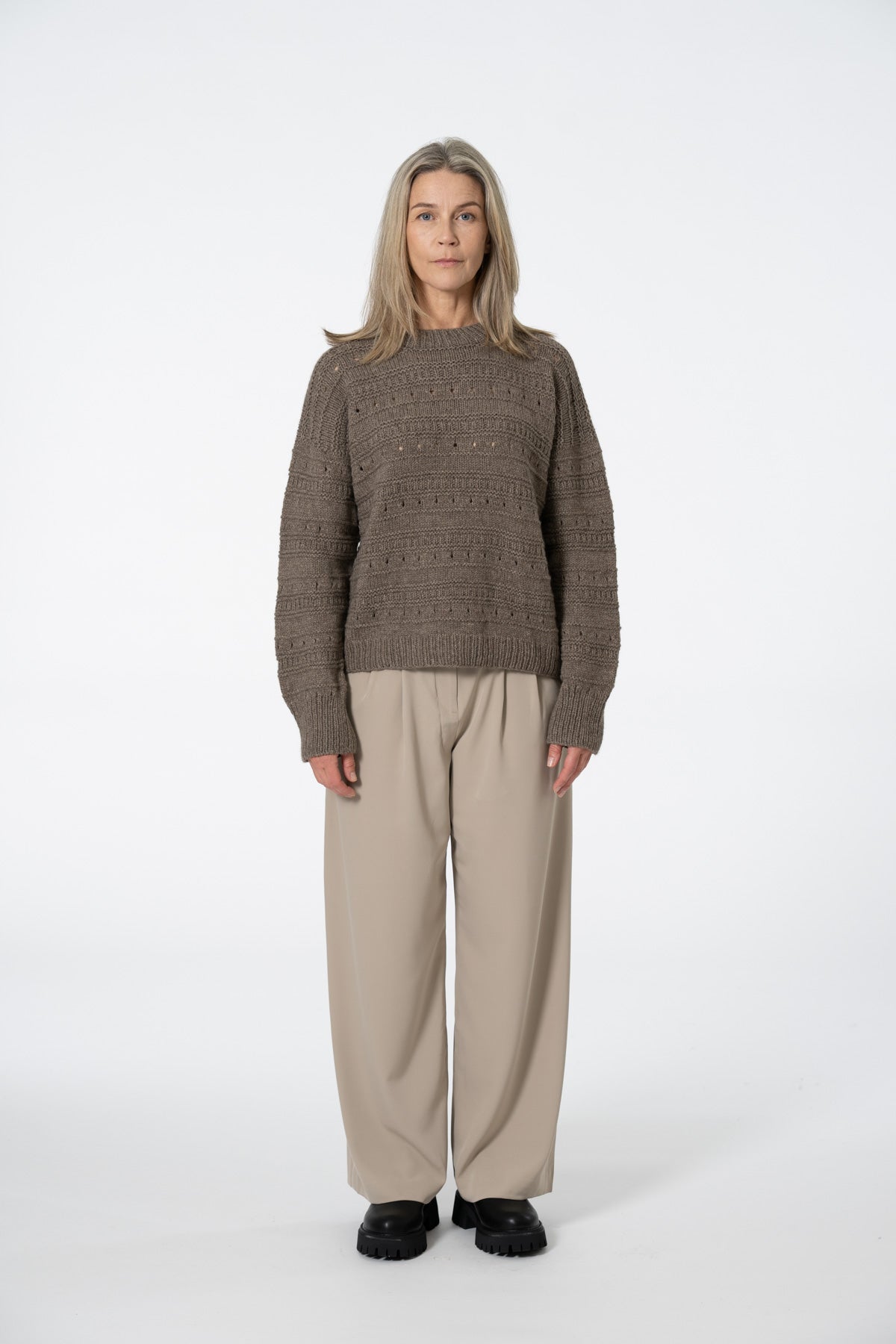 YAK Handknit Structure Sweater - Oat Brown