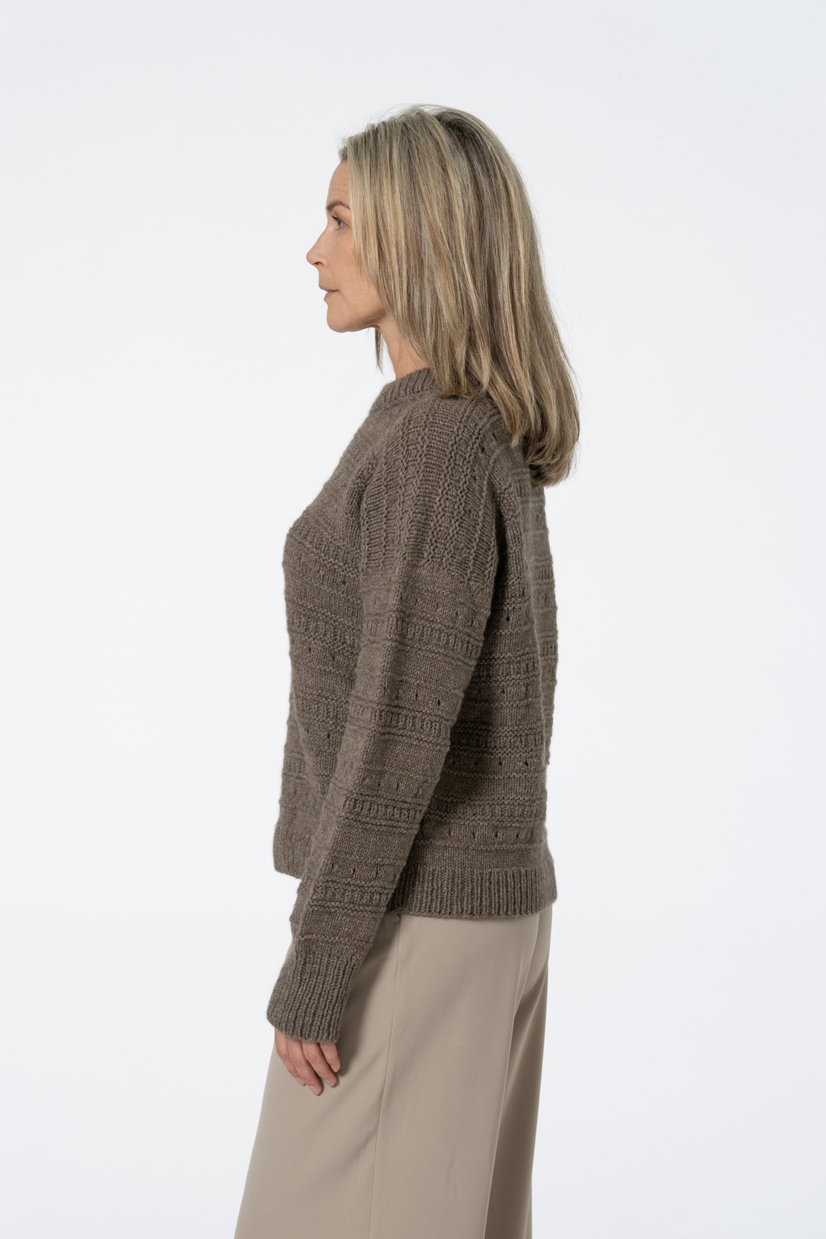 YAK Handknit Structure Sweater - Oat Brown