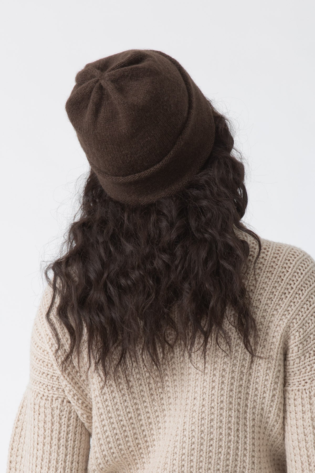 YAK Handknit Tube Hat - Dark Brown