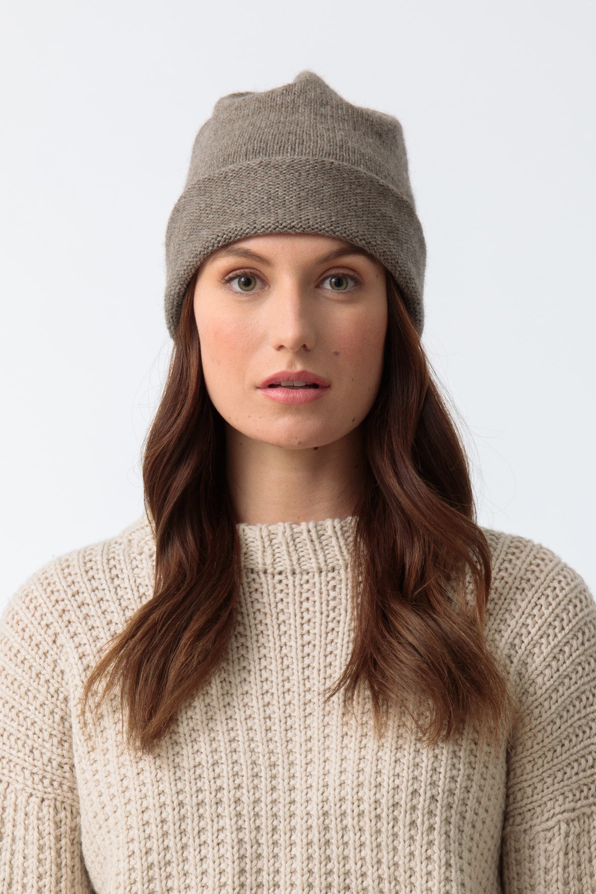 YAK Handknit Tube Hat - Oat Brown