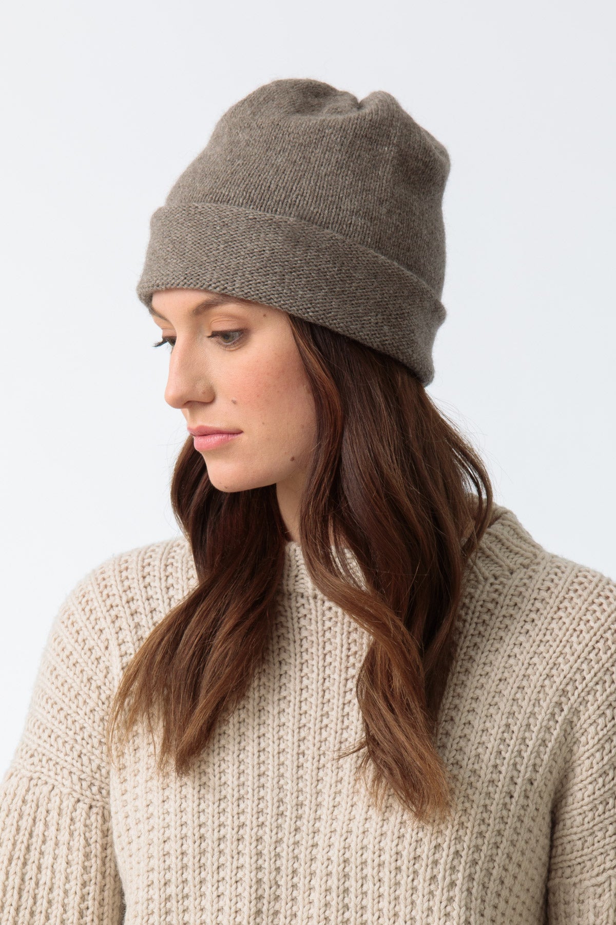 YAK Handknit Tube Hat - Oat Brown