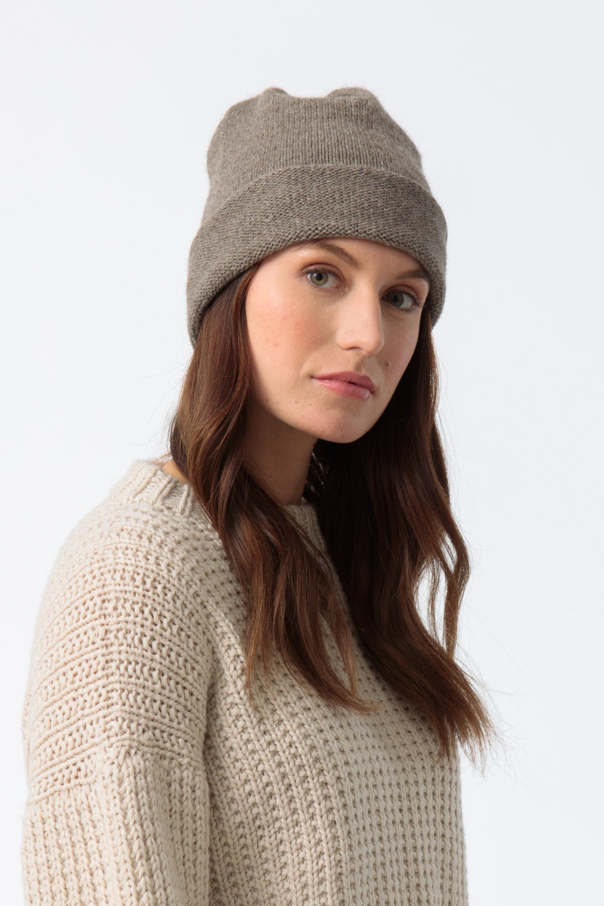 YAK Handknit Tube Hat - Oat Brown