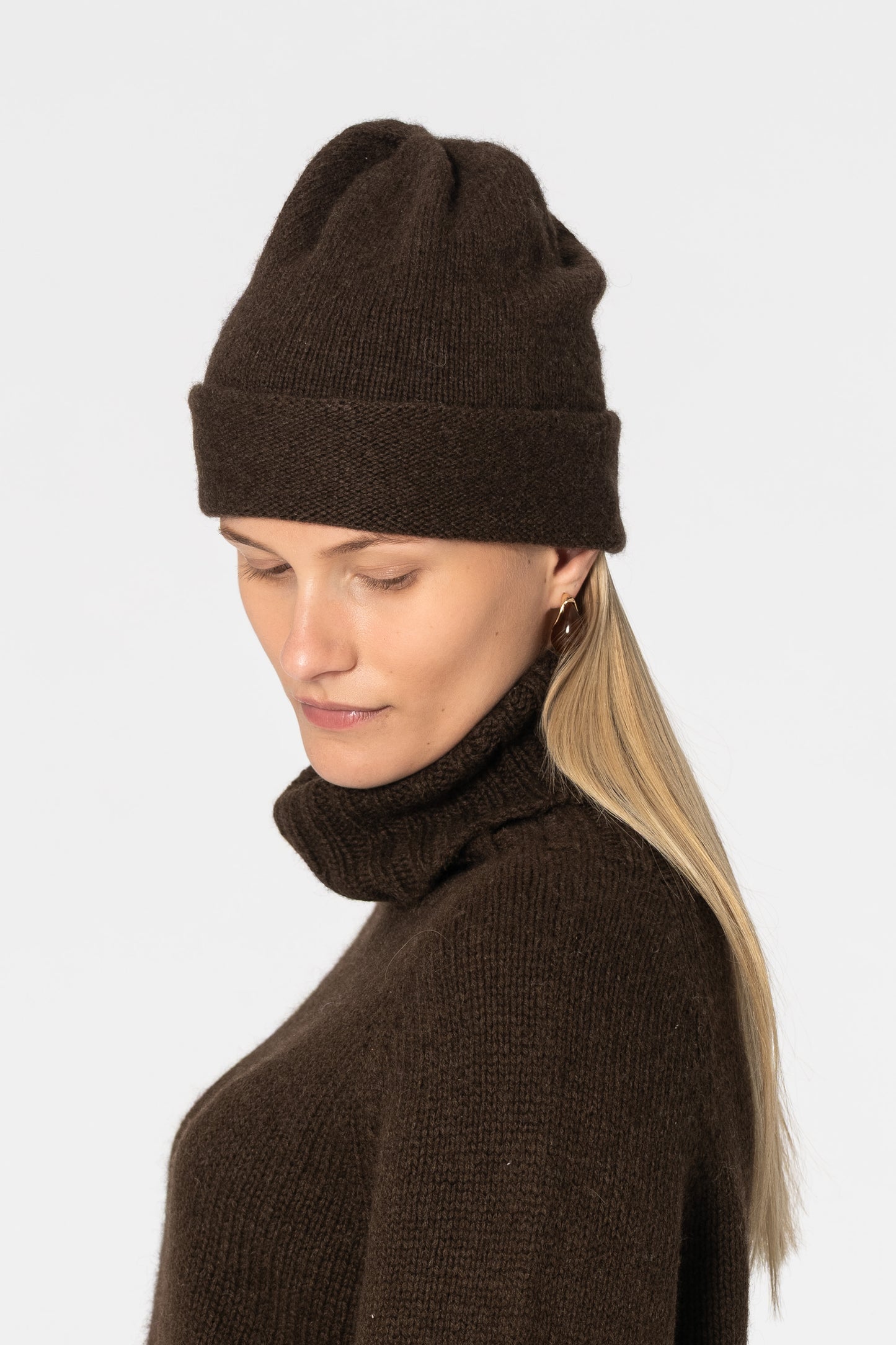 YAK Handknit Tube Hat - Dark Brown