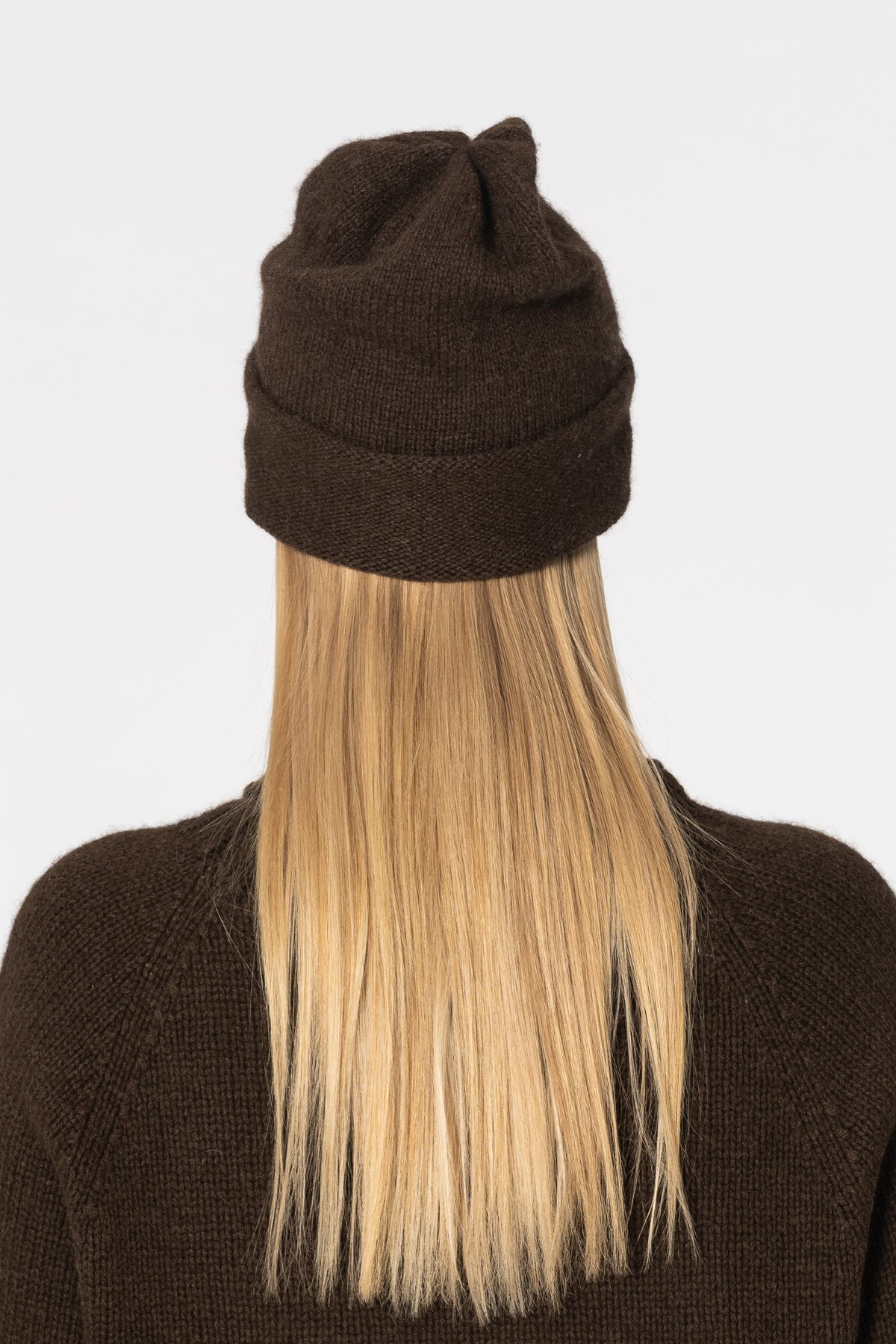 YAK Handknit Tube Hat - Dark Brown