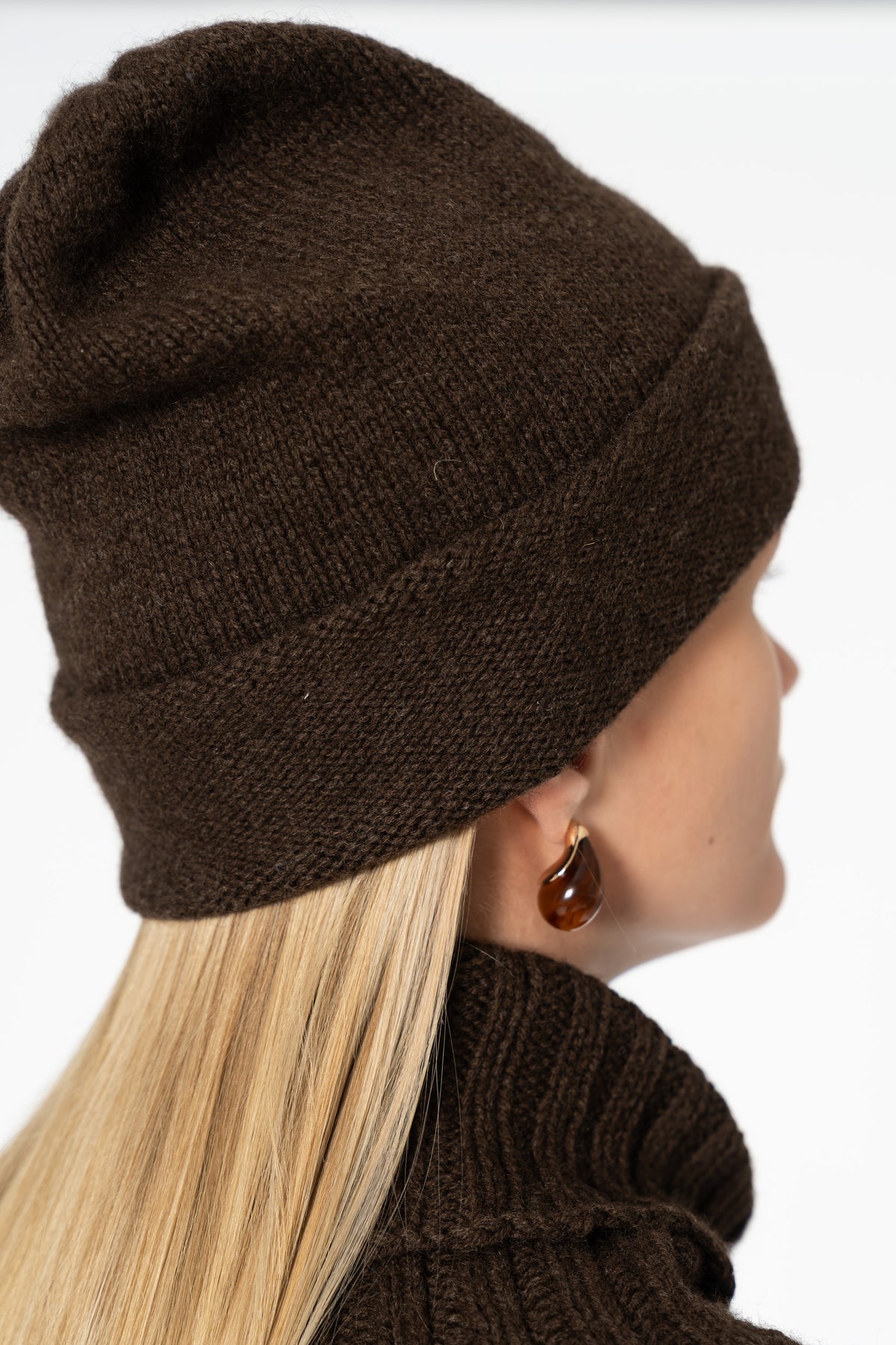 YAK Handknit Tube Hat - Dark Brown