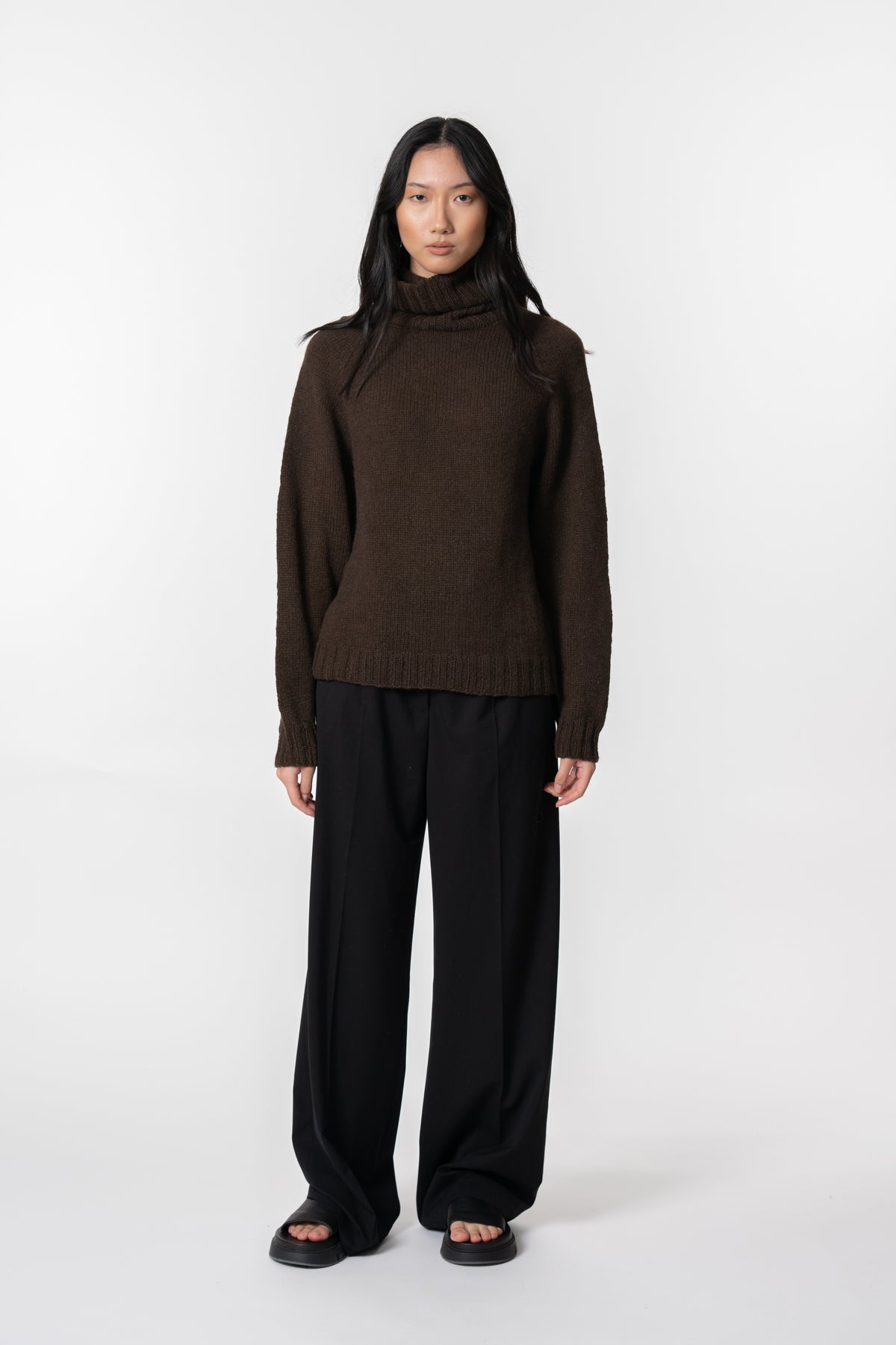 YAK Handknit Turtleneck - Dark Brown