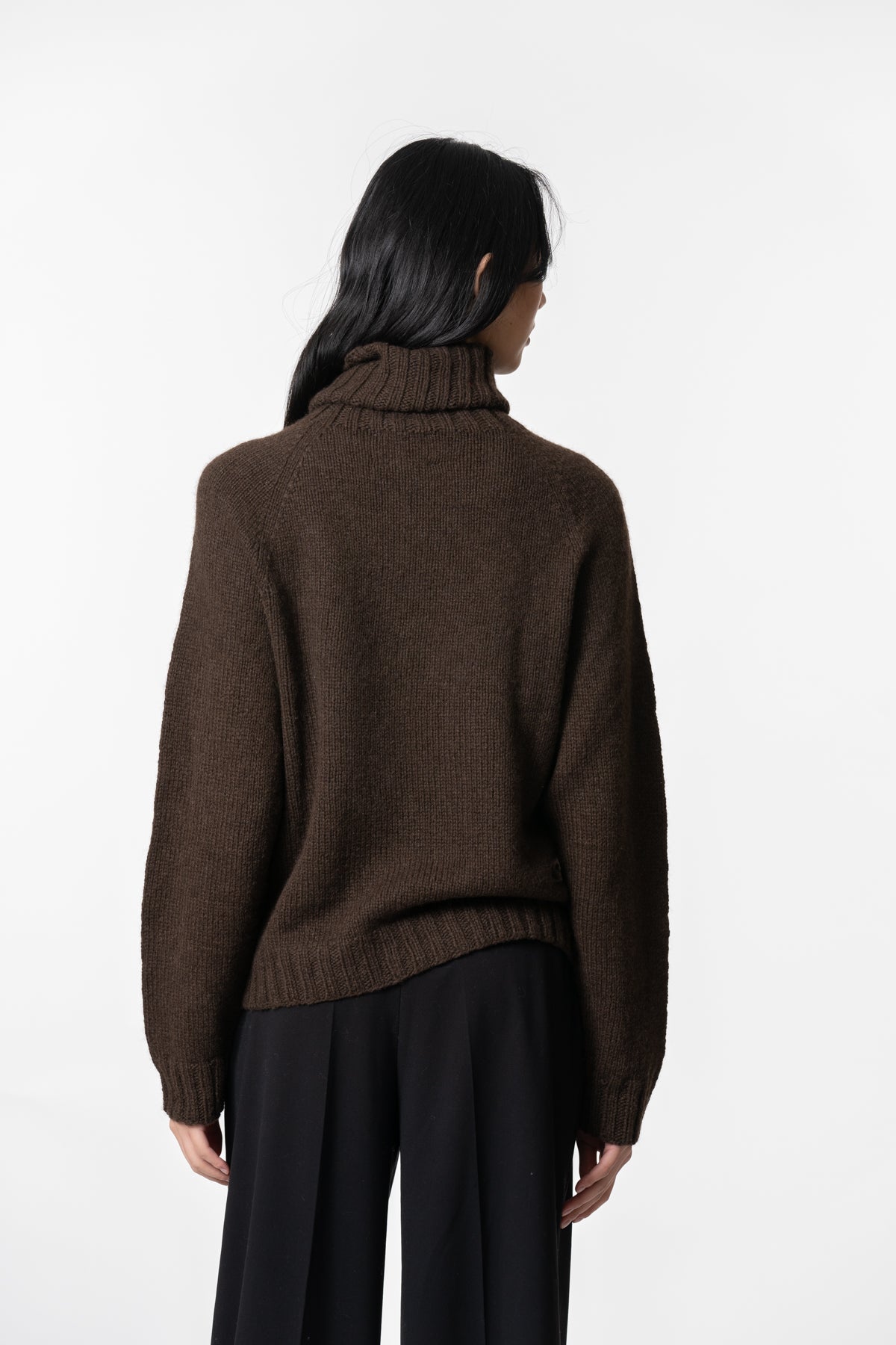 YAK Handknit Turtleneck - Dark Brown