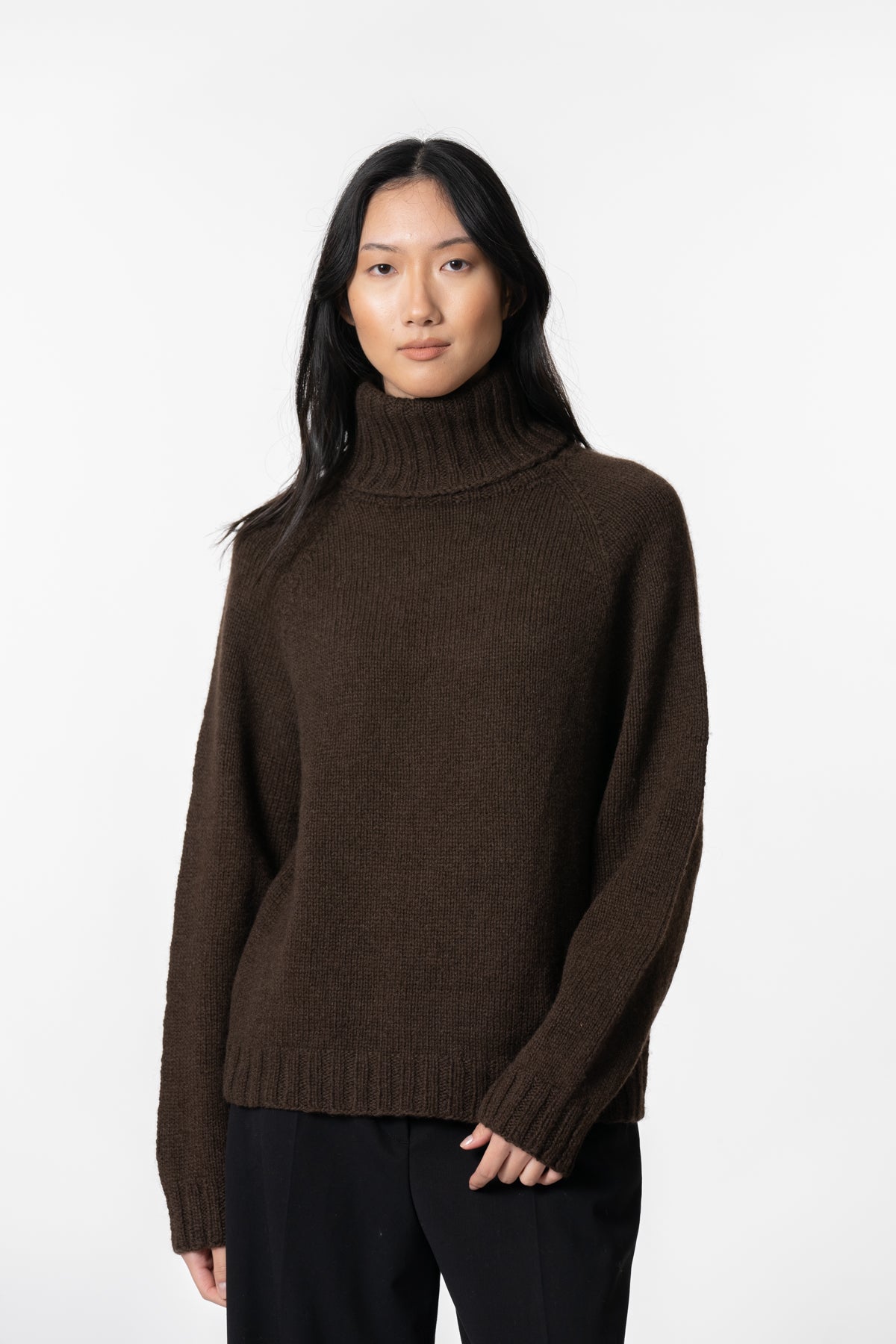 YAK Handknit Turtleneck - Dark Brown