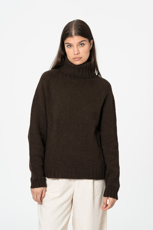 YAK Handknit Turtleneck - Dark Brown