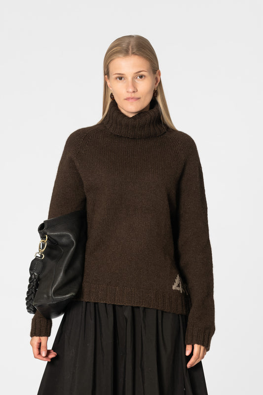 YAK Handknit Turtleneck - Dark Brown