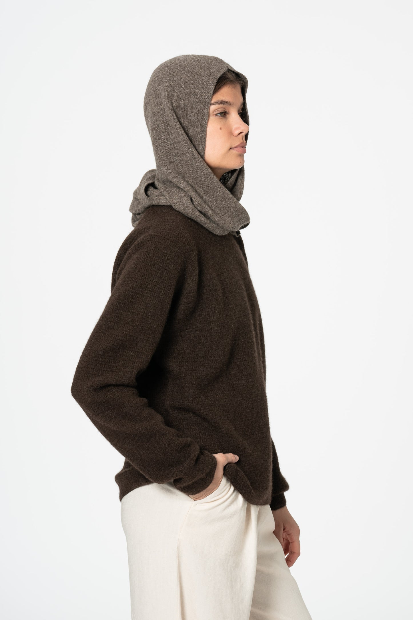 YAK Hooded Scarf - Oat Brown