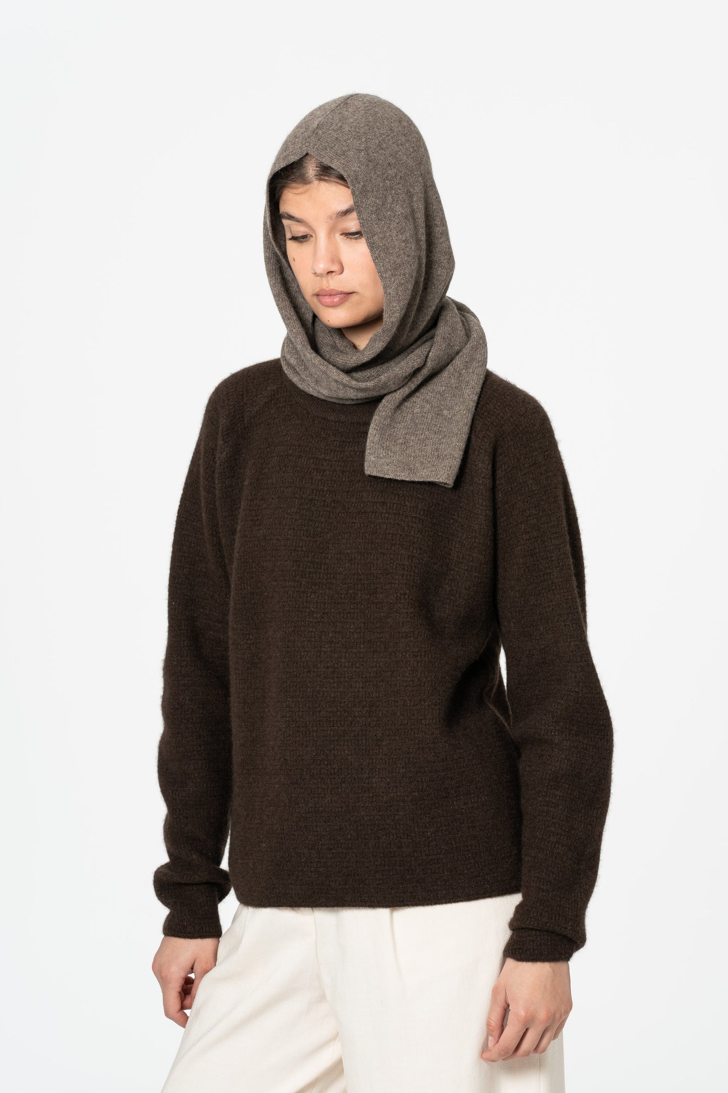 YAK Hooded Scarf - Oat Brown