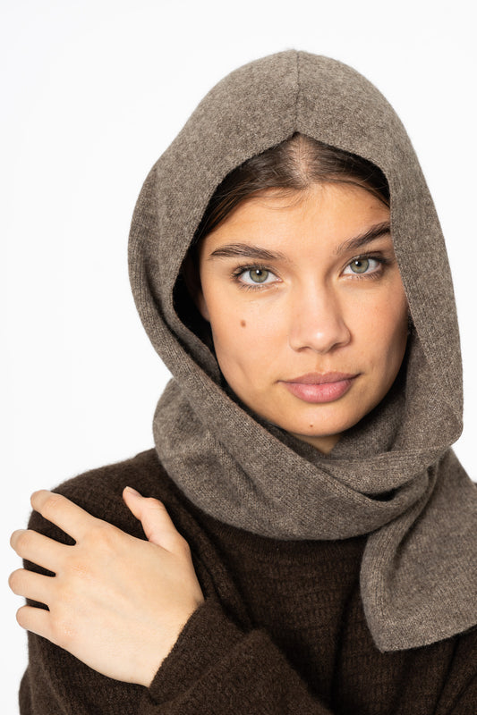 YAK Hooded Scarf - Oat Brown