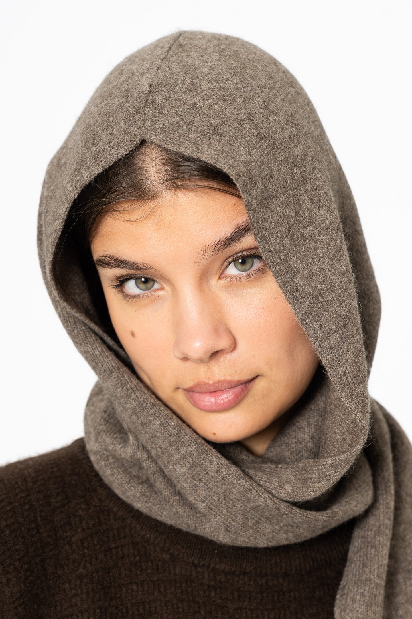 YAK Hooded Scarf - Oat Brown