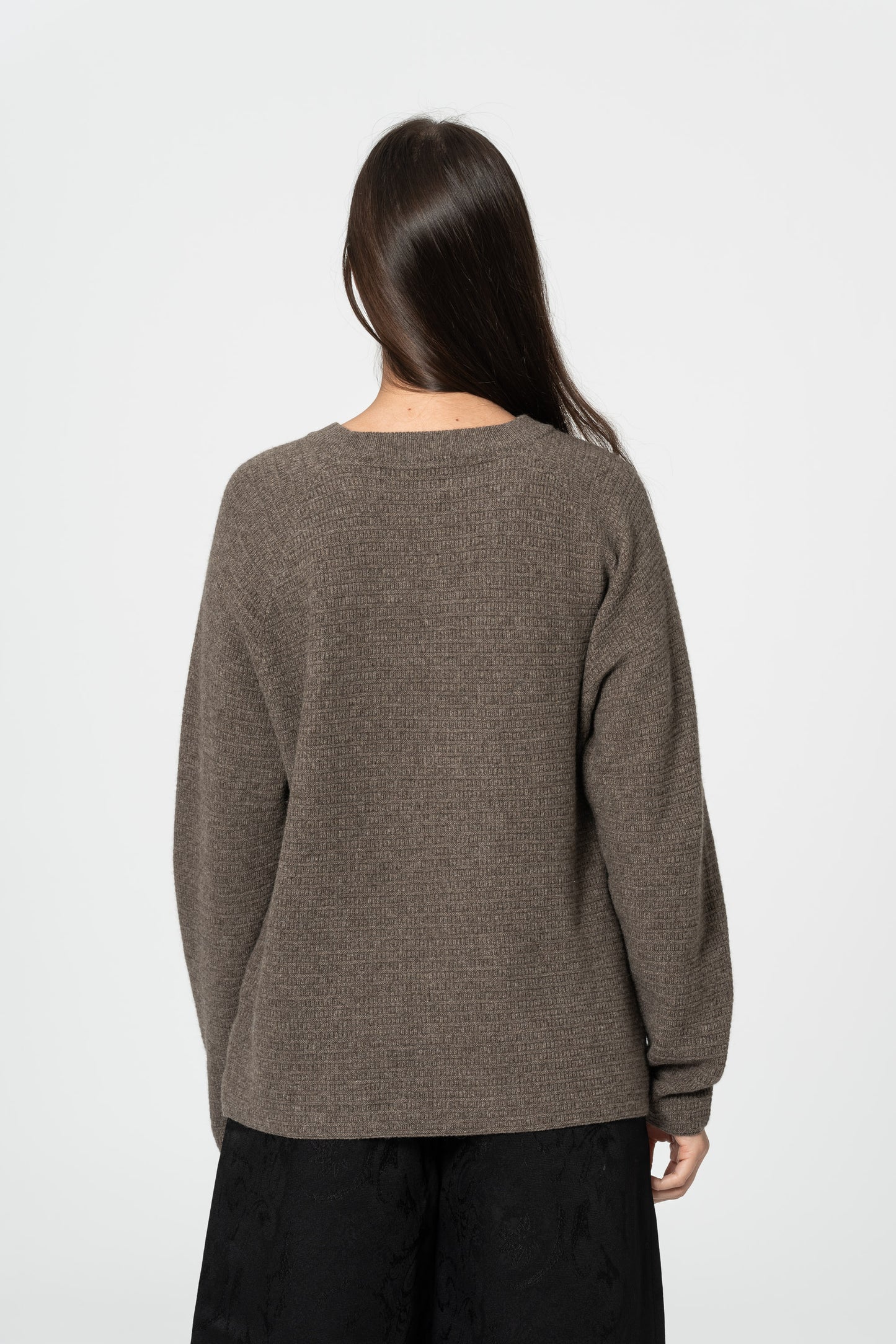 YAK Purlstripe Sweater - Oat Brown