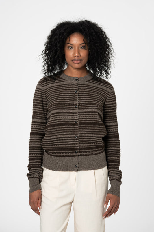 YAK Striped Cardigan - Two Tone