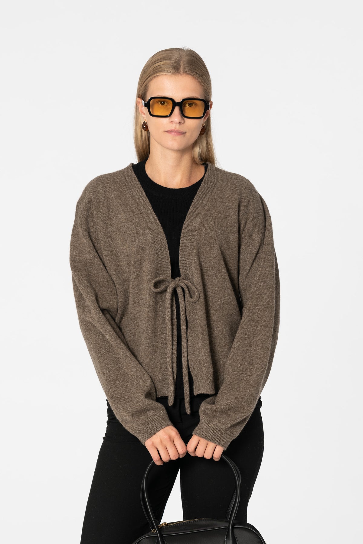 YAK Tie Cardigan - Oat Brown