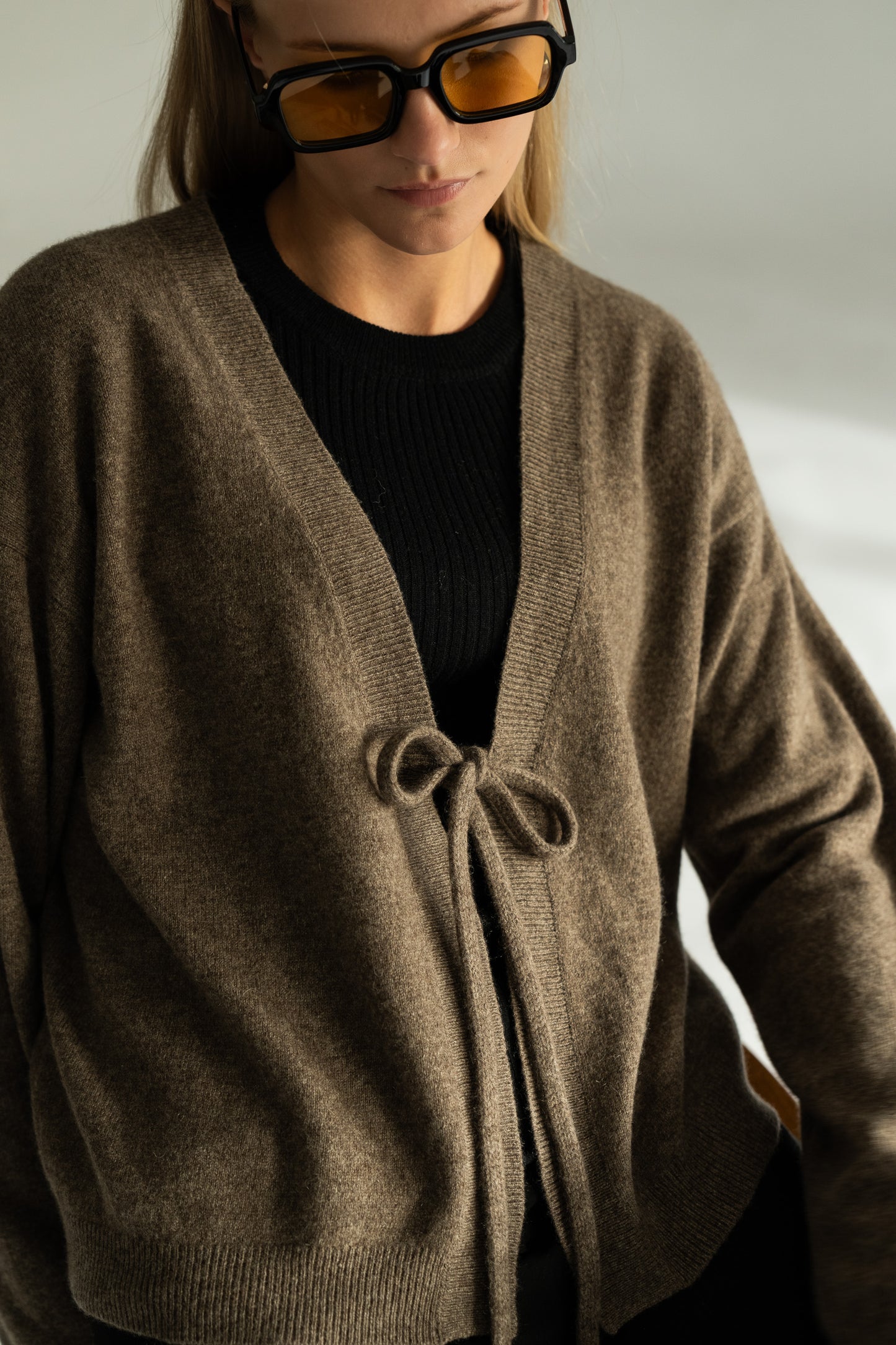 YAK Tie Cardigan - Oat Brown